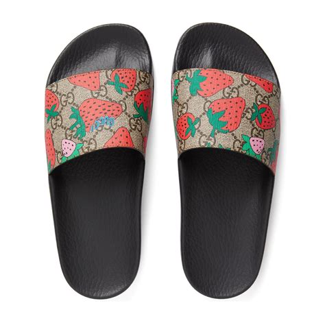 gucci slides with strawberry|gucci strawberry slide goat.